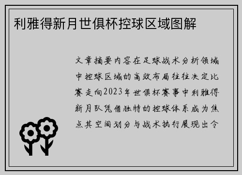 利雅得新月世俱杯控球区域图解